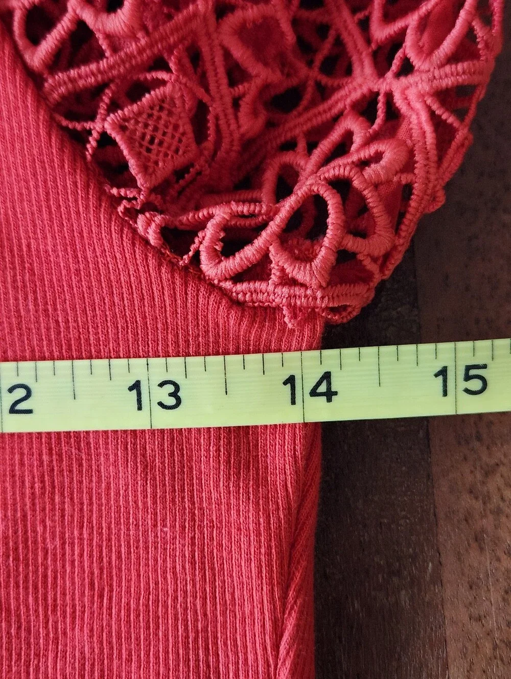 Anthropologie By Maeve Lace Sleeve Orange Red Top XS